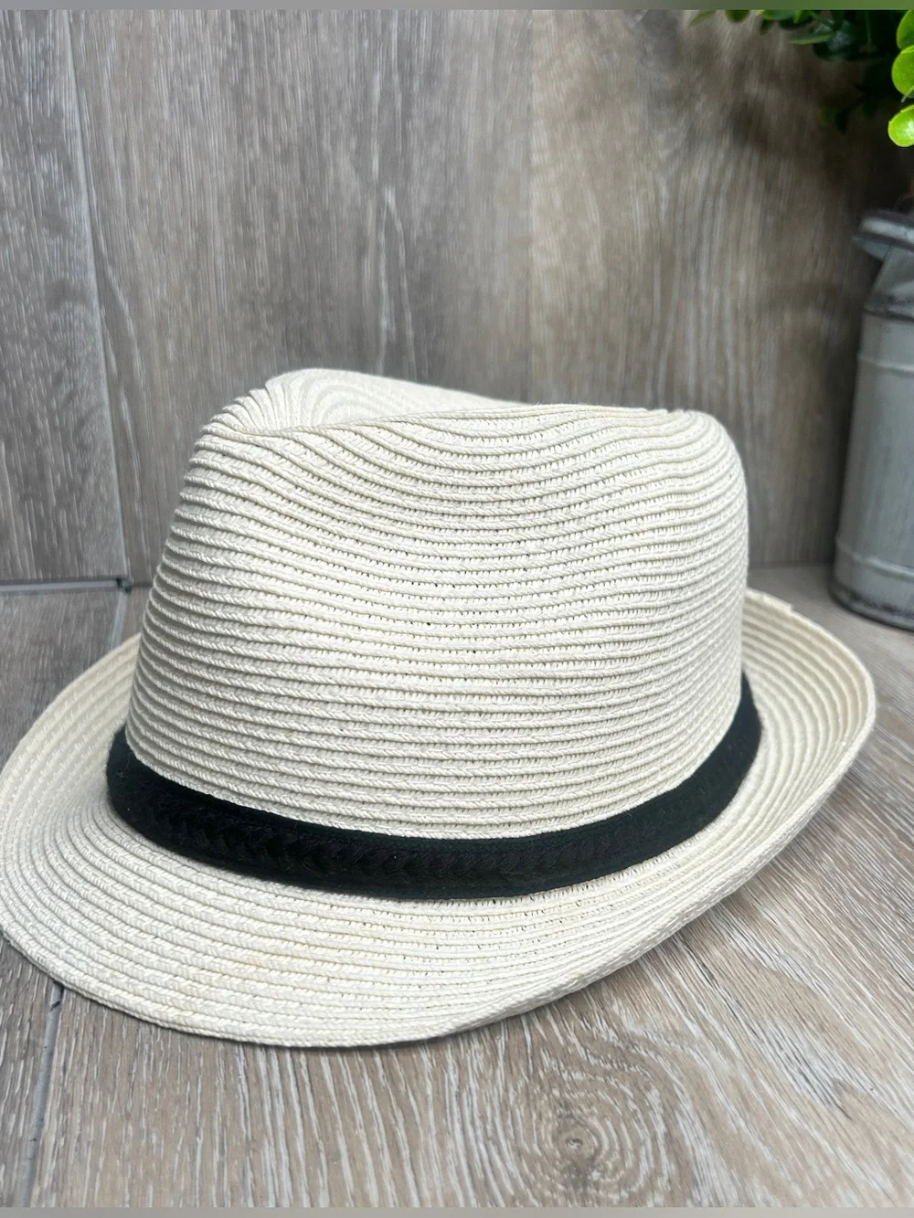SONOMA Goods for Life Woven Straw Fedora Hat • Neutral Summer Beach Travel Style